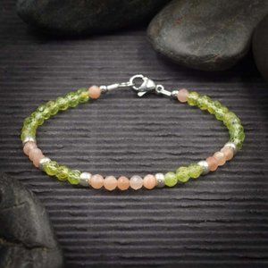 Peridot and Sunstone Crystal Bracelet - Handmade to Order